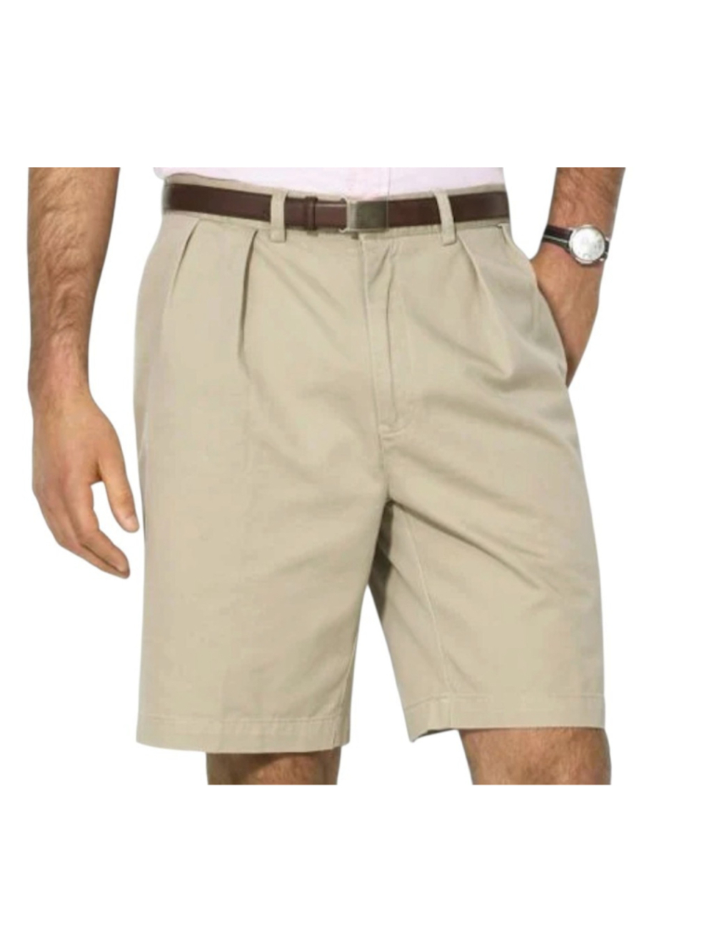 Ralph Lauren Polo Golf Men's Vintage Pleated Khaki Classic Cotton Shorts Size 35